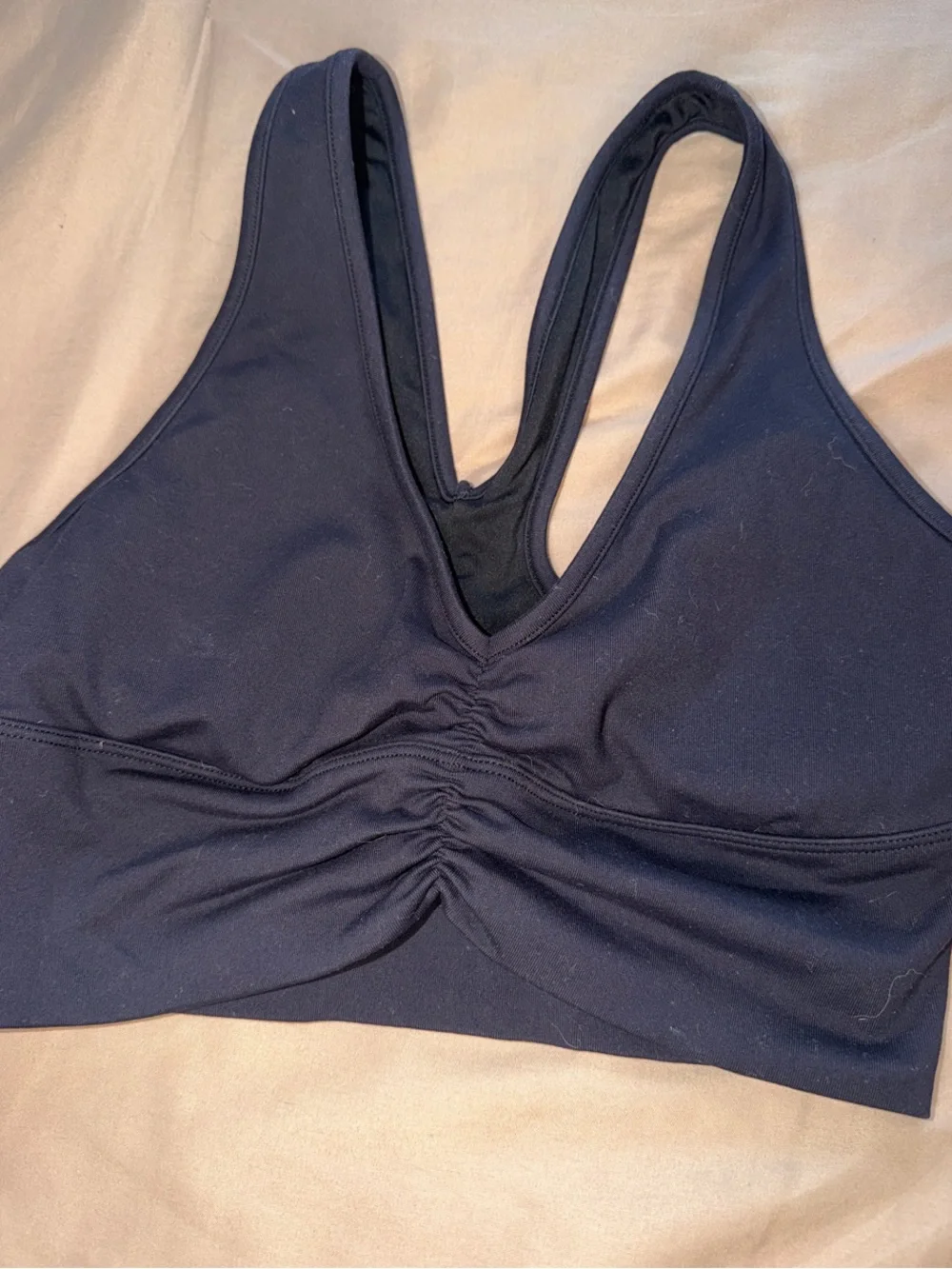 ALO Yoga black Ruched Front Sports Bralette